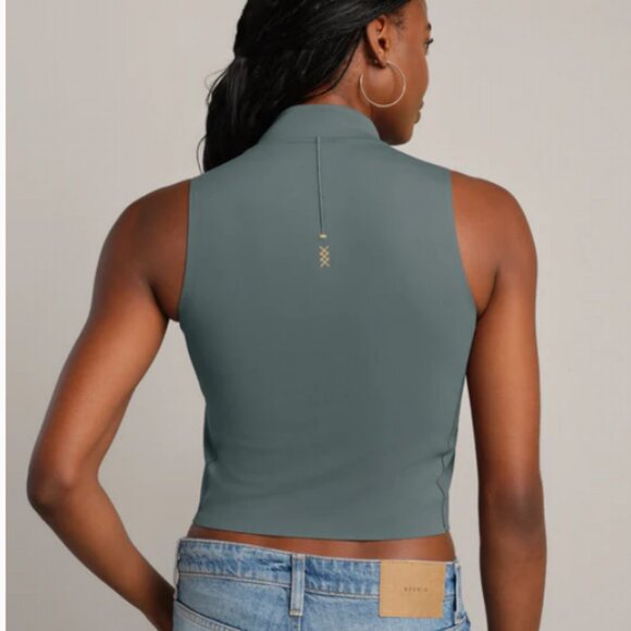 RHONE Green Smoke Revive Rib Zip Tank Size Small - Picture 2 of 7